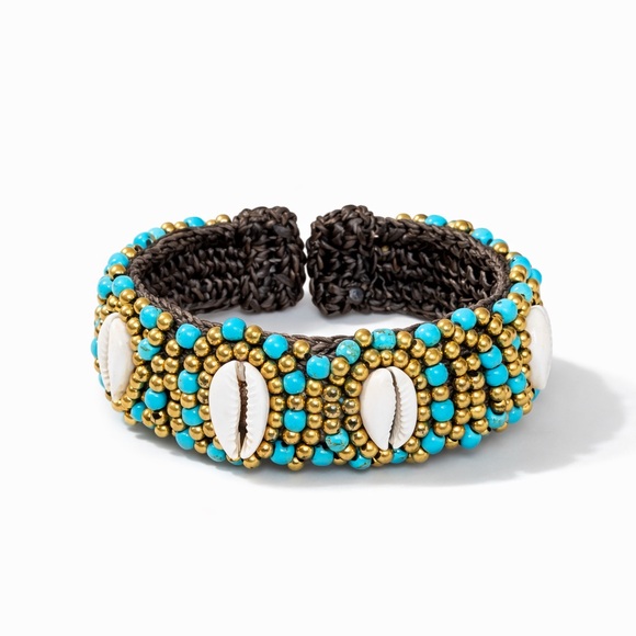 Handmade Jewelry - Elegant Beaded Bracelet with Turquoise and Gold